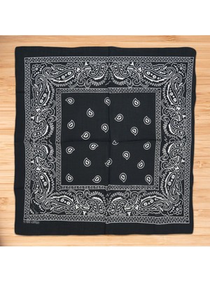 Siyah Etnik Desen Bandana