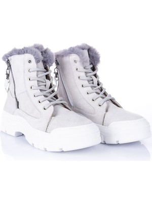 Getcho Span Kadın Süet Kürklü Çift Fermuarlı Buz Bot