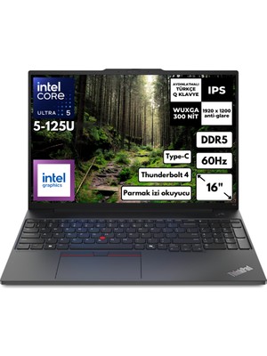 Lenovo Thinkpad E16 G2 Ultra 5-125U 32 GB Ram 512 GB SSD 16"  Free Dos 21MA003MTX KT22