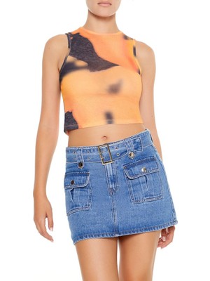 Forever 21 Tie-Dye Desenli Crop Atlet