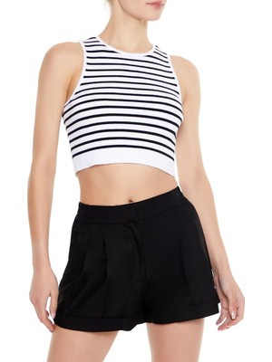 Forever 21 Çizgili Yuvarlak Yaka Crop Atlet