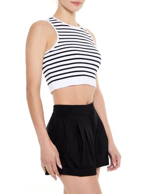 Forever 21 Çizgili Yuvarlak Yaka Crop Atlet