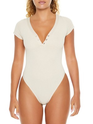 Forever 21 Dikişsiz Henley Bodysuit