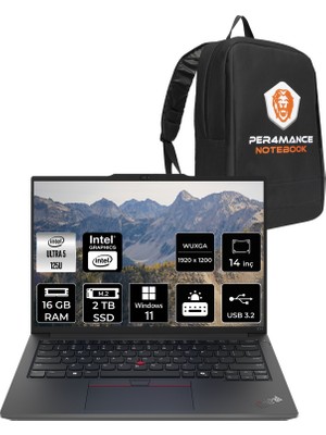 Lenovo Thinkpad E14 Gen 6 Intel Core Ultra 5 125U 16GB 2tb SSD 14'' Fhd+ W11P Taşınabilir Bilgisayar & Per4 Çanta 21M7002PTXP389