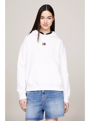 Kadın Tjw Bxy Badge Hoodıe Sweatshirt-Beyaz