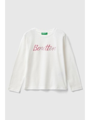 Kız Çocuk Uzun Kollu T-Shirt - Ekru