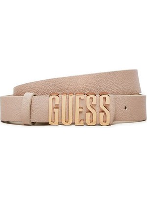 Guess Kadın Yazı Logolu Meridian Kemer - Krem