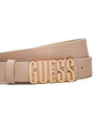 Guess Kadın Yazı Logolu Meridian Kemer - Krem