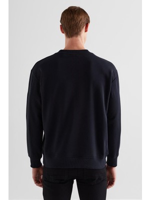 Erkek Relaxed Fit Bisiklet Yaka Logolu Sweatshirt - Siyah