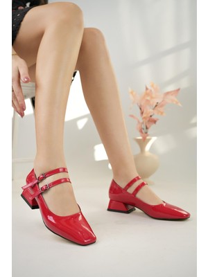 Tolgado Tolgado Kadın Kapalı Çift Bant Kare Burunlu Kısa Topuklu Ayakkabı