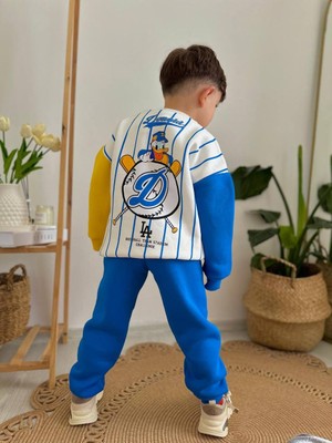 Sacro Kids Donald Duck Baskılı Eşofman-Sweatshirt 3 Iplik Şardonlu Kışlık Erkek Çocuk Takım