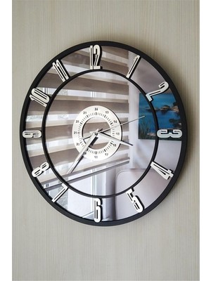 Tekno Trust Gerçek Aynalı Duvar Saati 40  cm Image Modern Salon Füme
