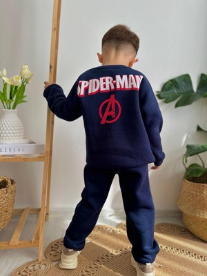 Sacro Kids Gap Spiderman Baskılı Eşofman-Sweatshirt 3 Iplik Şardonlu Kışlık Erkek Çocuk Takım