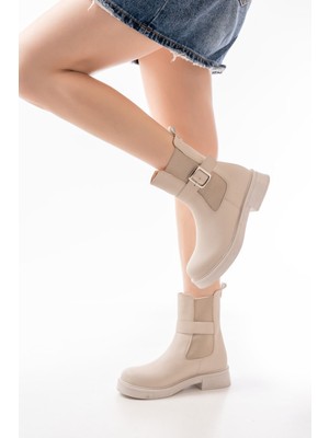 Arda Bej Toka Aksesuarlı Lastikli Günlük Kadın Bot Bayan BOT38018