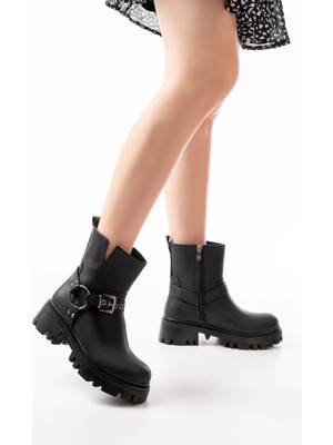 Arda Siyah Fermuarlı Günlük Kadın Bot Bayan BOT868-201