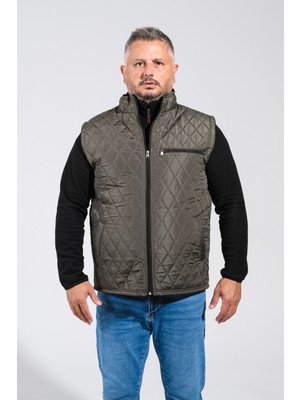 Derin Mavi Kapitone Desenli Içi Polarlı 5 Renk Battal Dahil 9 Beden Kışlık Yelek