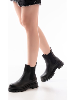 Siyah Lastikli Günlük Kadın Bot Bayan BOT2051-21