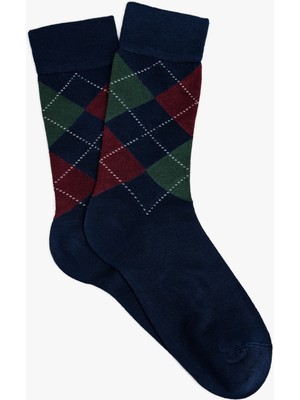 Koton Soket Bambu Çorap Baklava Desenli Viskon Karışımlı