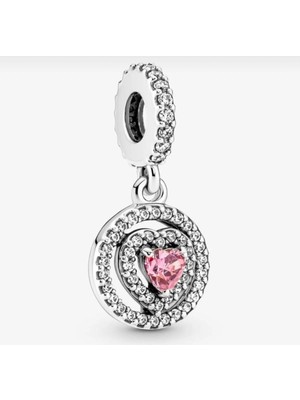 Hector Co Jewellery Işıltılı Çift Hale Kalpli Sallantılı Charm