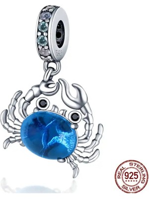Hector Co Jewellery Mavi Murano Cam Yengeç Charm