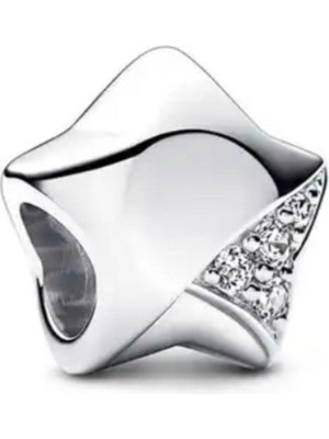 Hector Co Jewellery Gümüş Renk Zirkon Taşlı Kalp Charm