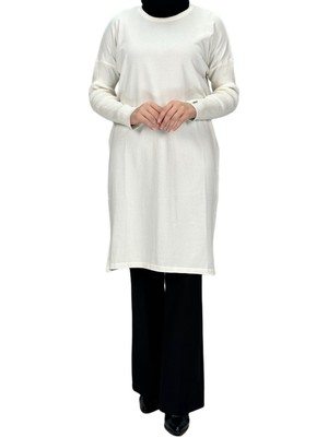 ottomanwear.com Rayon Kollu Merserize Triko Tunik Ekru OTW118