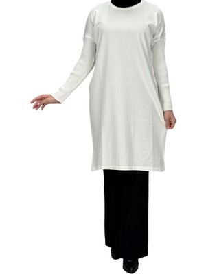 ottomanwear.com Rayon Kollu Merserize Triko Tunik Ekru OTW118