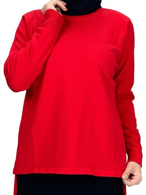 ottomanwear.com Rayonsuz Merserize Triko Tunik Kırmızı OTW122