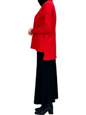 ottomanwear.com Rayonsuz Merserize Triko Tunik Kırmızı OTW122