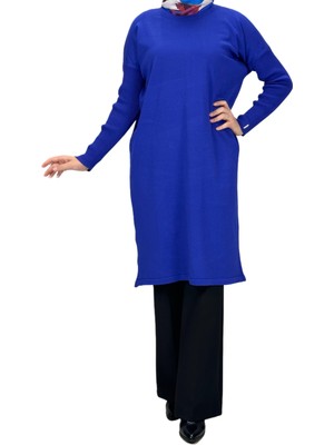 ottomanwear.com Rayon Kollu Merserize Triko Tunik Saks OTW118