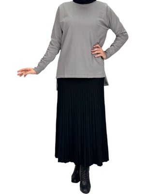 ottomanwear.com Rayonsuz Merserize Triko Tunik Gri OTW122