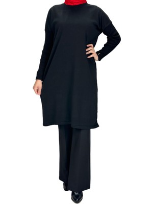 ottomanwear.com Rayon Kollu Merserize Triko Tunik Siyah OTW118