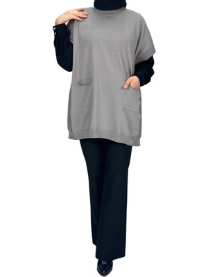 ottomanwear.com Merserize Triko Kolsuz Tunik Gri OTW127