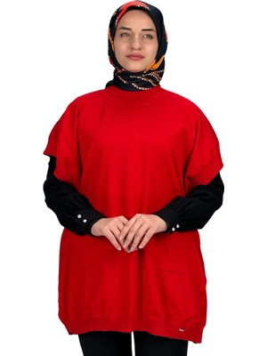 ottomanwear.com Merserize Triko Kolsuz Tunik Kırmızı OTW127