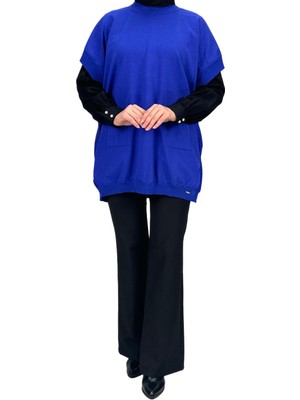 ottomanwear.com Merserize Triko Kolsuz Tunik Saks OTW127