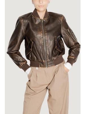 Only 15322890 Onlhallı Faux Leather Bomber cc Otw Kadın Deri Pıu Ceket