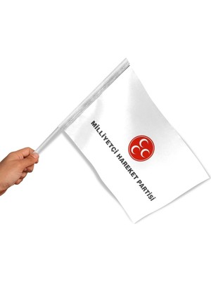 Bilsan Bayrak Sopalı Mhp Parti Bayrağı (100 Adet)  Raşel Kumaş 20X30 cm