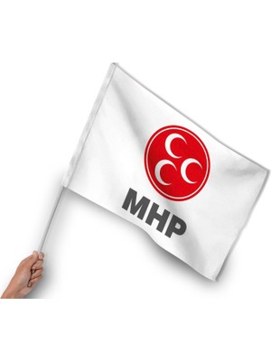 Bilsan Bayrak Sopalı Mhp Parti Bayrağı (10 Adet)  Raşel Kumaş 50X75 cm