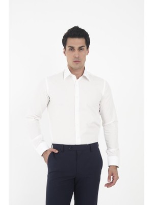 Brianze Beyaz Kravat Yaka Slim Fit Gömlek