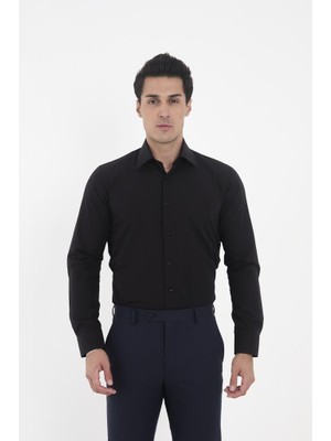 Brianze Siyah Kravat Yaka Slim Fit Gömlek