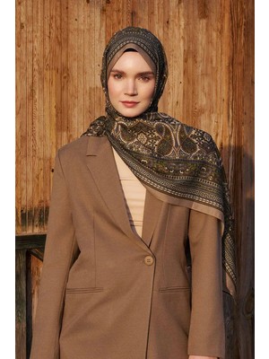Madame Polo Mystic Collection Reveria Yağ Yeşili Şal Etnik Desenli Yüksek Kalite Kumaş