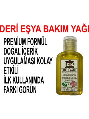 Deri Eşya Yağı 45 ml Cüzdan, Kemer, Ceket, Sandalet, Bot, Ayakkabı, Eldiven Çanta Bakım Cila Koruma
