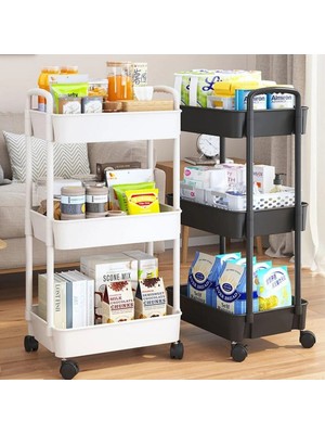 Yadong Shop B Siyah Stil Tekerlekli Organizer Ev Aksesuarları ile Çok Katlı Atıştırmalık Saklama Rafı Mutfak Banyo Yatak Odası Depolama Rafı Trolley (Yurt Dışından)