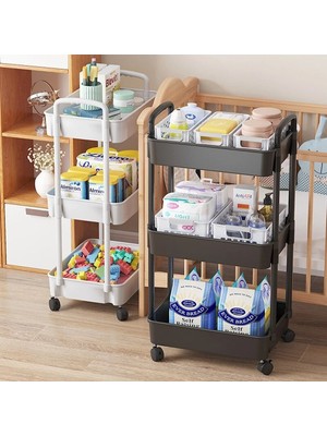 Yadong Shop B Siyah Stil Tekerlekli Organizer Ev Aksesuarları ile Çok Katlı Atıştırmalık Saklama Rafı Mutfak Banyo Yatak Odası Depolama Rafı Trolley (Yurt Dışından)