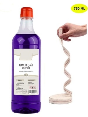 Tekno Trust Kandillo Mor Kandil Yağı Iç Mekan 750 Ml. + 50CM Fitil