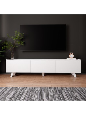 Lifedeco Tv Ünitesi Beyaz Kapaklı Ayaklı LD-3001-BA