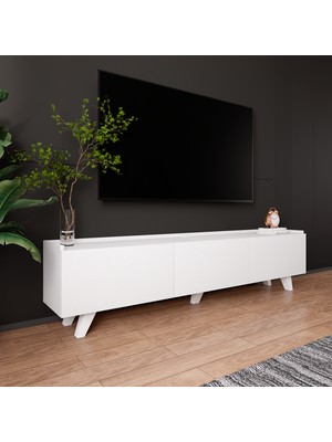 Lifedeco Tv Ünitesi Beyaz Kapaklı Ayaklı LD-3001-BA