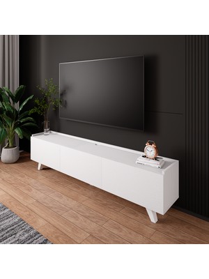 Lifedeco Tv Ünitesi Beyaz Kapaklı Ayaklı LD-3001-BA