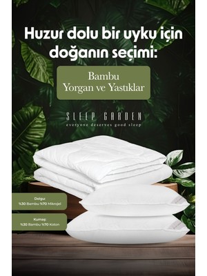 Sleep Garden Doğal 1 Adet Çift Kişilik Bambu Yorgan-2 Adet Bambu Yastık Set Ürün Tela Çantalı