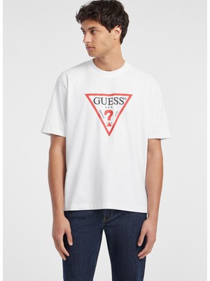 Guess Jeans Beyaz Erkek T-Shirt M4YI45K8FQ4G011 Gj Ss Cn Os Iconıc